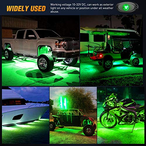 LED Rock Light 6PCS Underglow Wheel Well Pods Waterproof Exterior Underbody Roof Rack Side Lamps for Car Truck Pickups ATV UTV SUV Motorcycle Boat (Green / 6Pcs Pods)