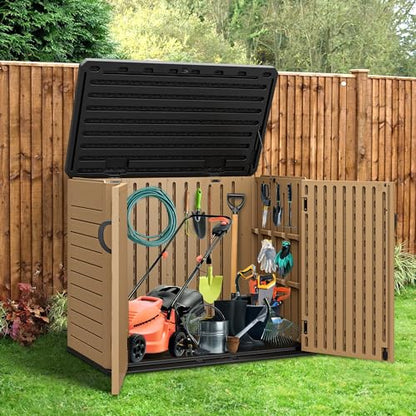 Outdoor Resin Storage Sheds with X (X-Shaped-4.3x3.4ft / Brown)
