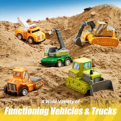 18 Pcs Pull Back City Cars and Trucks Toy Vehicles Set