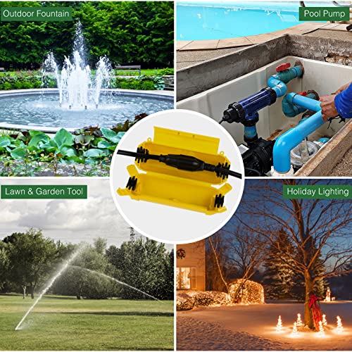 3 Pack] Flemoon Outdoor Extension Cord Safety Cover with Waterproof Seal (Yellow / Small Box: 5.3" L x 2" W x 2" H)