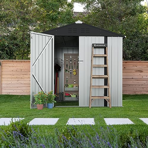 8x6 FT Outdoor Storage Shed (White / 8x6 FT)