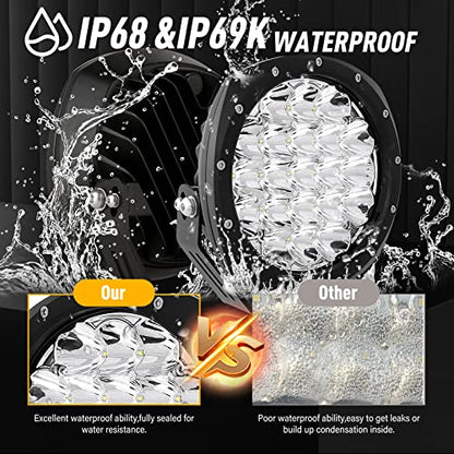 7Inch Round LED Offroad Lights Driving Lights for Pickup Trucks (White 6000K / 7Inch)
