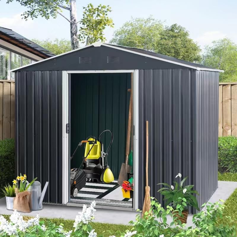 6x8 FT Outdoor Storage Shed (6x8 FT/No Window / Black)