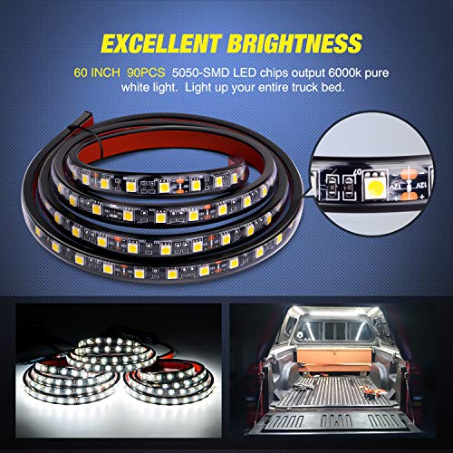 3PCS 60 Inch Truck Bed Light Kit 270 LEDs (White / Truck Bed Light Strip)