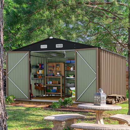 10x10 FT Outdoor Storage Shed (Brown / 10x10 FT)