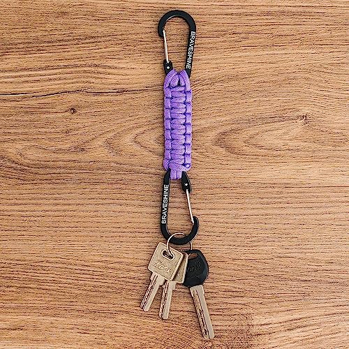 2 Pack Purple Paracord Keychain Hook Carabiner Clips (Purple)