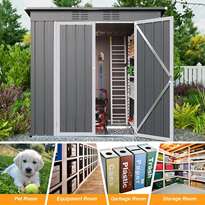 6' x 4' Outdoor Metal Storage Shed (6x4 Ft-without window / Gray)