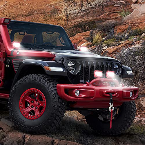 LED Light Bar 2PCS 60W 4Inch Triple Row Spot Flood Combo Lights w (White 2PCS with Red Shell and Wiring Kit / Led Pods)