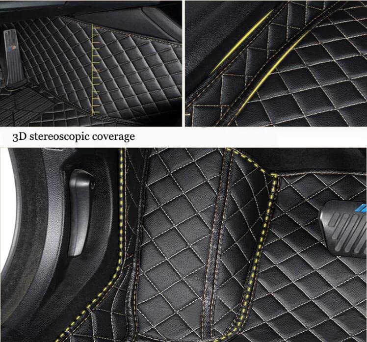 Custom All Weather Protection Leather Car Floor Mats for Cars Sedan SUV Sports Car Waterproof Floor Mat (Yellow)