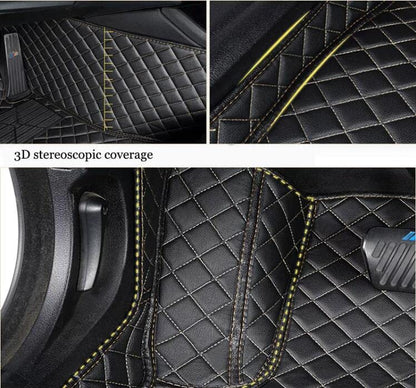 Custom All Weather Protection Leather Car Floor Mats for Cars Sedan SUV Sports Car Waterproof Floor Mat (Black brown)