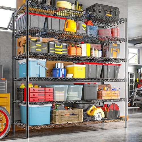 6 Tier Heavy Duty Wire Shelving Unit (83"H x 55.5"W x 18"D)