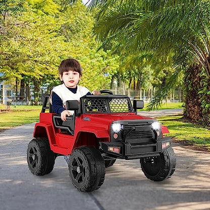 Ride on Car 12V Battery Powered Truck Vehicle with Remote Control (Red / 39" x 26" x 26")