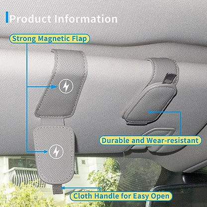 2 Packs Magnetic Sunglass Holder for Car Visor (Grey / 4pcs)