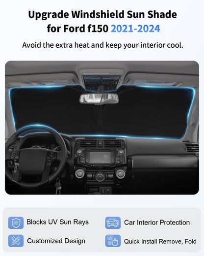 Custom Fit Windshield Sun Shade for Ford F150 2021 (for 2021-2026 Ford F150)