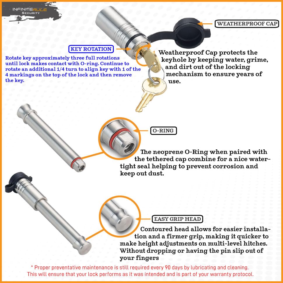 61101 Receiver Lock For 1.25" Receiver (Fits: 1.25" Receiver - Class I & II / 1PK (1) Receiver Lock)