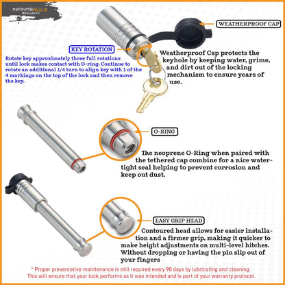 61671 | 3 Pack, Keyed Alike, Receiver Locks for 2" Receiver - Class III & IV (Fits: 2.0" Receiver - Class III & IV / 3PK (3) Receiver Locks)