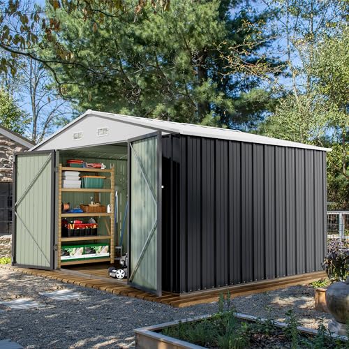 10x8 FT Outdoor Storage Shed (Gray / 10x8 FT)