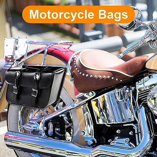 Motorcycle Saddle Bags Leather Motorcycle Luggage Bag with Gun Holsters For Softails Sportsters and Choppers Tool Bags (Style1 - PVC / 14" x 8" x 11")