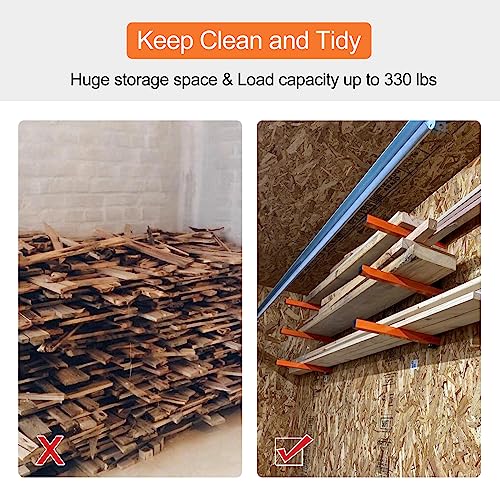 Wall Mount Wood Organizer and Lumber Storage Rack with 3 (4 PACK)