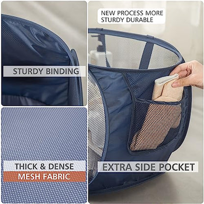Sturdy Mesh Laundry Hamper Basket Bag (Pink / Pop Horizontal)
