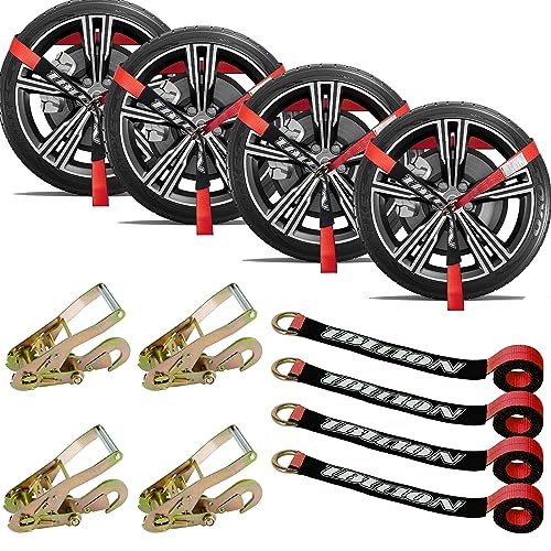 4 Pack Car Tie Down Straps for Trailers (red)