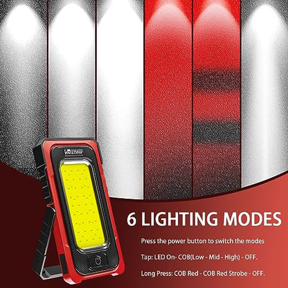 Rechargeable Portable Magnetic Work Light (USB + Solar Charging / Red)