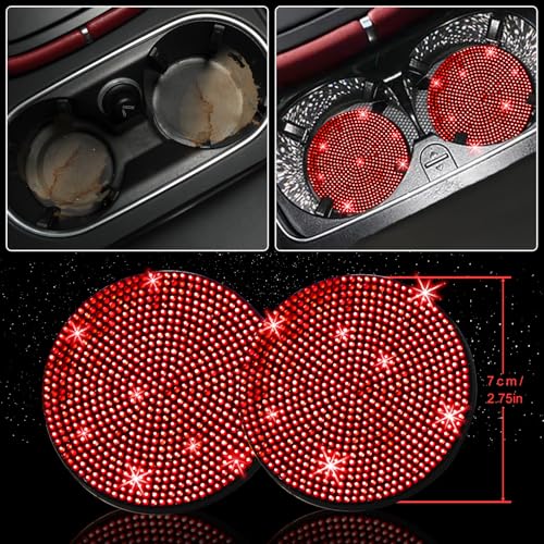 27 PCs Red Bling Car Accessories Set for Women (Red Diamond)