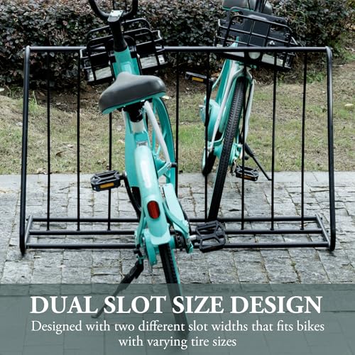 6 Bike Metal Rack Stand Freestanding Garage Bicycle Storage (Black / 44-Inch)