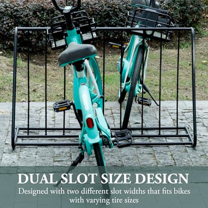 6 Bike Metal Rack Stand Freestanding Garage Bicycle Storage (Black / 44-Inch)