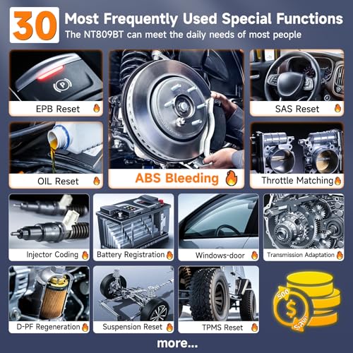2026 FOXWELL Scanner NT809BT OBD2 Scanner Diagnostic Tool with 30+Resets (NT809BT Bidirectional Scanner Orange)