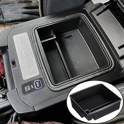 Center Console Organizer Container Tray Armrest Storage Box Phone Holder For Toyota Land Cruiser Prado J120 (Black)