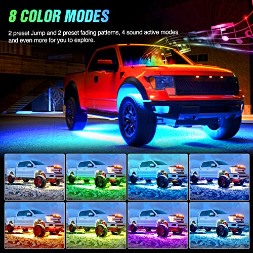 6PCS RGB LED Underglow Lights Strip with APP & Remote Control (6Pcs RGB Underglow Light)