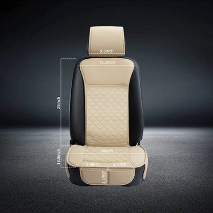Leather Car Seat Covers Front 2PC Waterproof Universal Fit Beige (Beige)