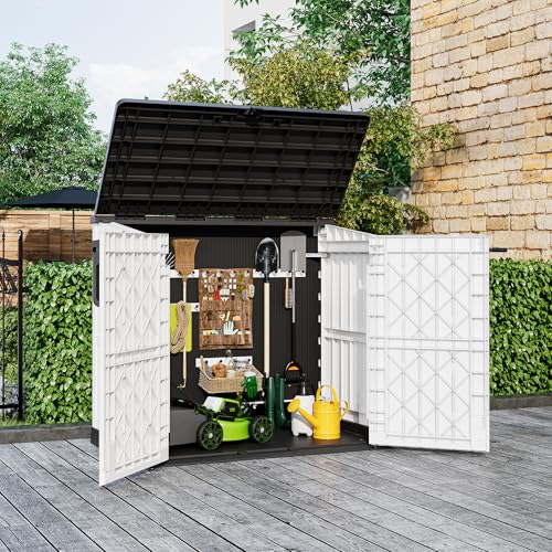 Outdoor Storage Cabinet 36 Cu Ft with Lockable Doors (Black-Ashen / 29.1"×51.1"×43.3")