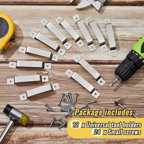 12 Pcs Tape Measure Clip Tape Measure Holder with Screws (Silver)
