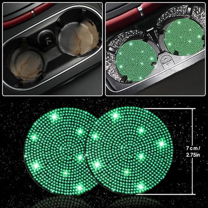 27 PCs Green Bling Car Accessories Set for Women (Green Diamond)
