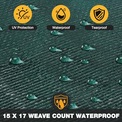 Tarp 10x12 Feet 16 Mil Heavy Duty Waterproof Tarp (Green/Brown-16mil / 10'x12')