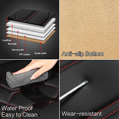Leather Car Seat Covers Front Pair (BLACK/RED / FRONT SET)