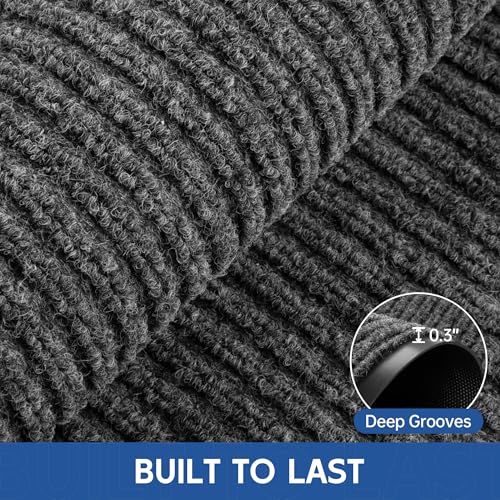 Front Door Mat (4' x 8' (Rectangular) / Gray-stripe)