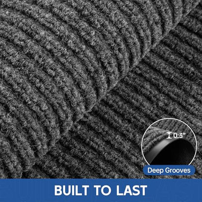 Front Door Mat (4' x 8' (Rectangular) / Gray-stripe)