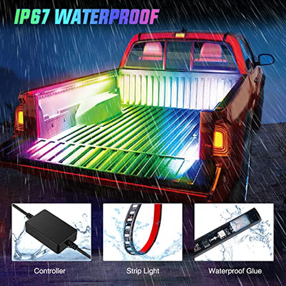 Truck Bed Light Strip RGB (2Pcs 60Inch RGBIC Bed Strip w/Remote+APP)
