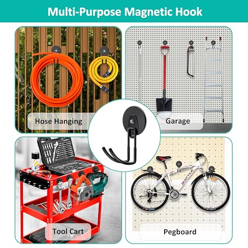 Strong Magnetic Hooks Heavy Duty Magnetic Garage Hook (Black_J_Hooks)