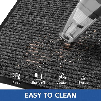 Front Door Mat (3' x 6' (Rectangular) / Gray-stripe)