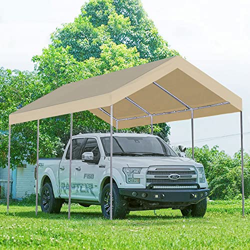 Rutile 12'x20' Carport Canopy ONLY Tent Garage Replacement Top Tarp Car Shelter Cover w (Beige)