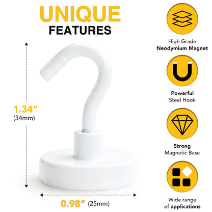 Magnetic Hooks 20pcs 85lbs Cruise Essentials 2026 Magnet Hook White (White / 0.98in)