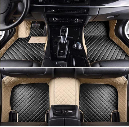 Custom All Weather Protection Leather Car Floor Mats for Cars Sedan SUV Sports Car Waterproof Floor Mat (Black-beige)