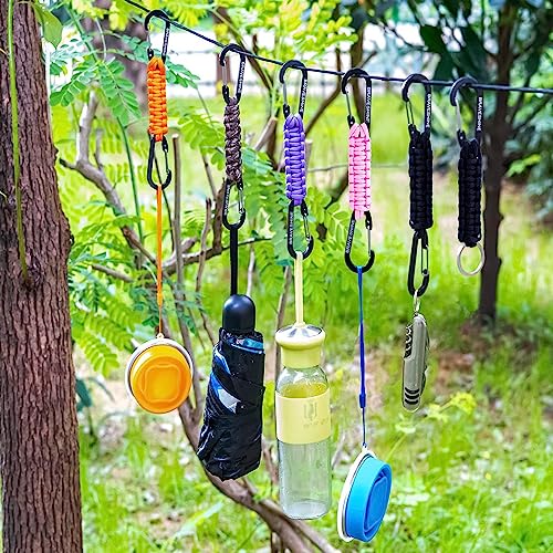 1 Black 1 Purple Paracord Keychain Hook Carabiner Clips (1 Black 1 Purple)
