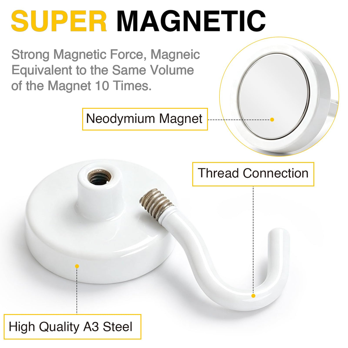 Magnetic Hooks 20pcs 85lbs Cruise Essentials 2026 Magnet Hook White (White / 0.98in)