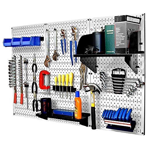 30-WRK-400WB Standard Workbench Metal Pegboard Tool Organizer,White/Black (White/Black)