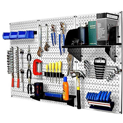 30-WRK-400WB Standard Workbench Metal Pegboard Tool Organizer,White/Black (White/Black)